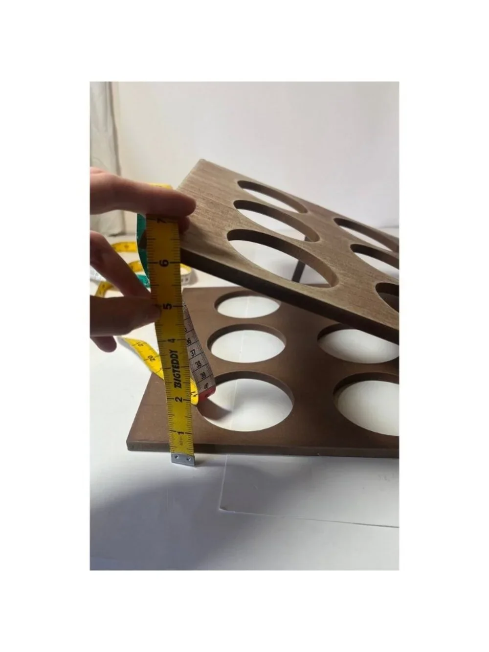 Rustic Wooden 6 Slot Beer Flight Taster Tray Folding Whitewash‎ Brown Wood